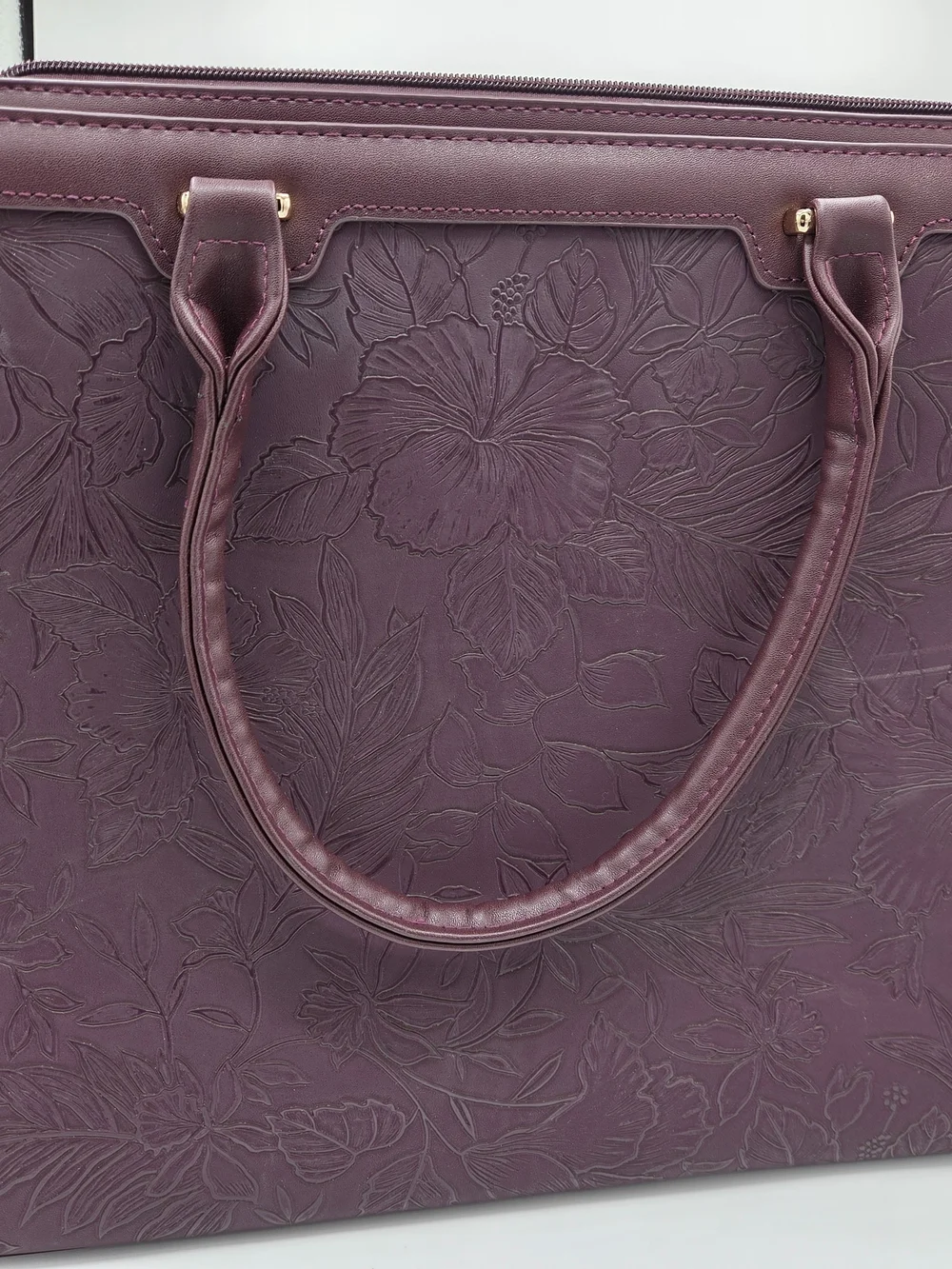 Women's Leather Briefcase Bag in Burgandy